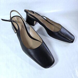 NWT Sam Edelman Terra Black Leather Square Toe Slingback Shoes Size 11